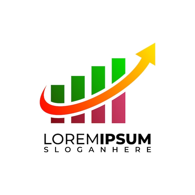 Gráfico de ingresos arriba icono colorido degradado moderno diseño de logotipo
