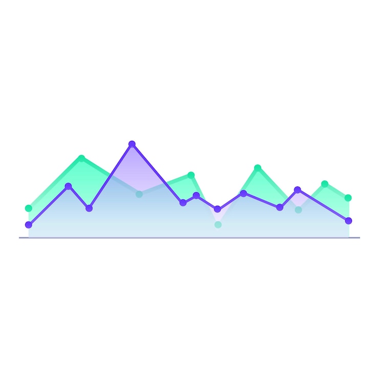 Vector gráfico de línea de gradiente moderno que muestra las fluctuaciones del mercado