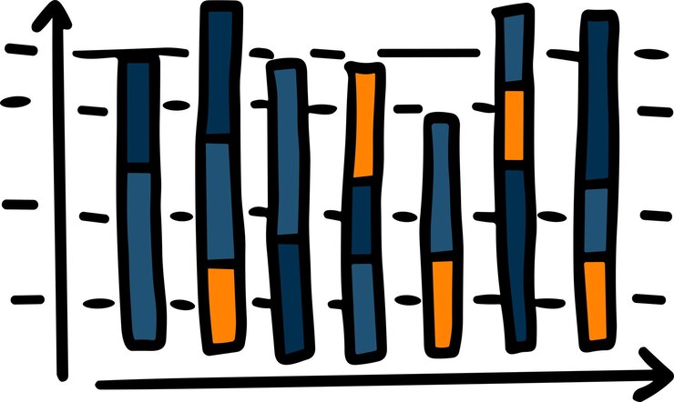 Vector un gráfico con una línea que sube y una caja con un número en ella