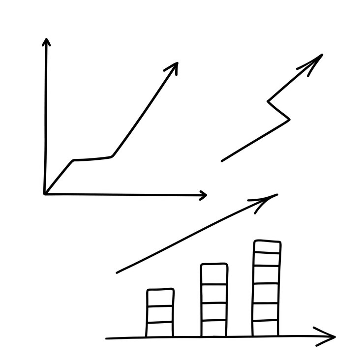 Vector gráfico de líneas análisis de finanzas diagrama de análisis dibujos animados garabato dibujado a mano dibujo de concepto de negocio