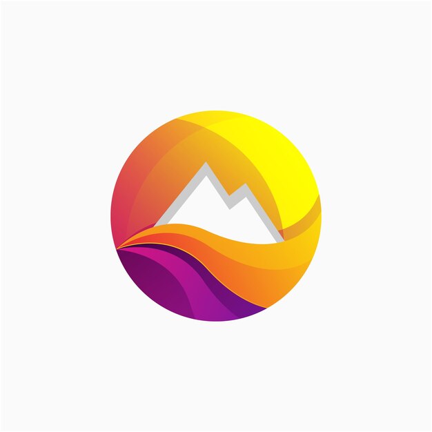 Gráfico de logotipo colorido de montaña