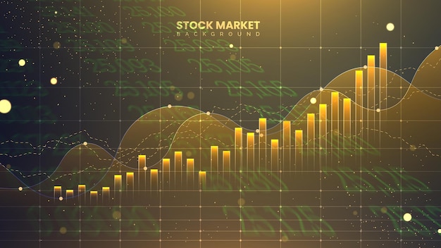 El gráfico del mercado de valores está en color dorado para la ilustración de inversión empresarial Gráfico financiero