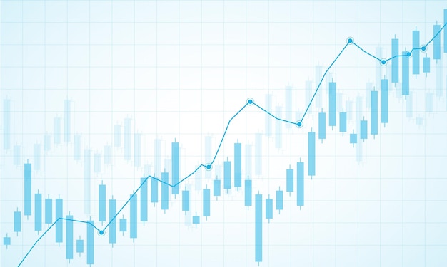 Gráfico del mercado de valores financiero en el comercio de inversiones en el mercado de valores, punto alcista, punto bajista. tendencia del gráfico para la idea de negocio y el diseño de todas las obras de arte. ilustración vectorial.