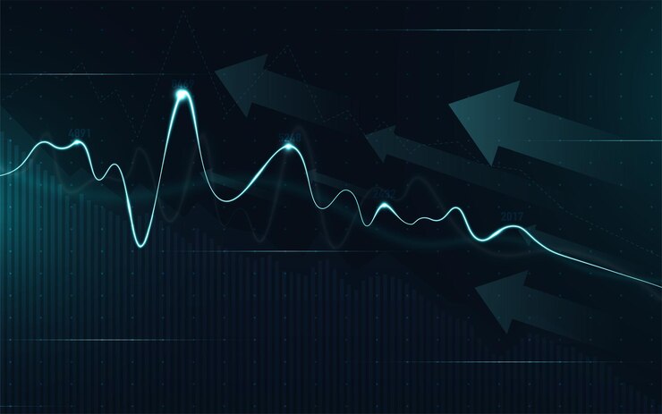 Vector gráfico del mercado de valores financiero en el comercio de inversiones en el mercado de valores, punto alcista, punto bajista. tendencia del gráfico para la idea de negocio y el diseño de todas las obras de arte. ilustración vectorial.