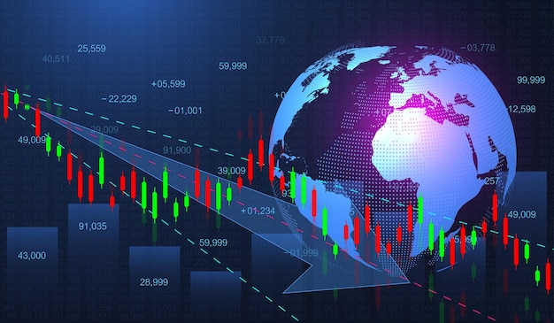 Gráfico del mercado de valores o del comercio de divisas en concepto futurista