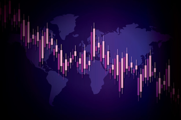 Gráfico del mercado de valores o gráfico de comercio de divisas para conceptos comerciales y financieros