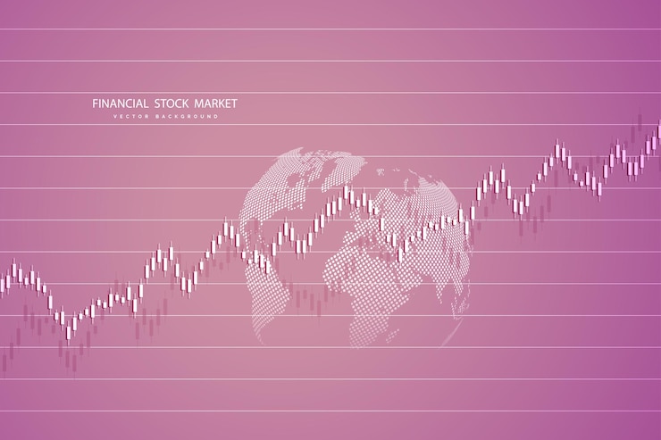 Vector gráfico del mercado de valores o gráfico de comercio de divisas para informes de conceptos comerciales y financieros e ilustración vectorial de inversión