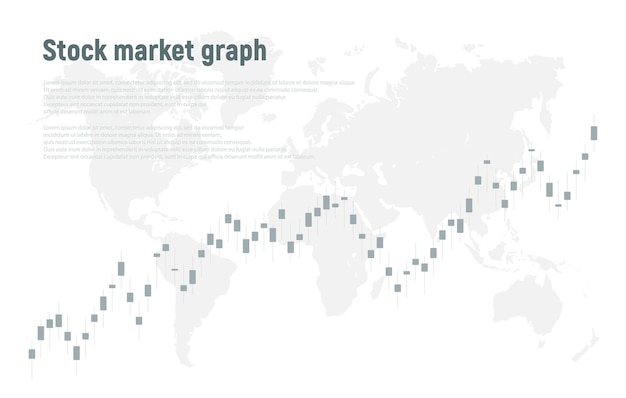 Gráfico del mercado de valores o gráfico de comercio de divisas para informes de conceptos comerciales y financieros e inversiones sobre fondo gris