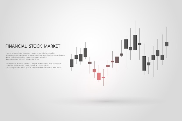 Gráfico del mercado de valores o gráfico de comercio de divisas para informes de conceptos comerciales y financieros e inversiones sobre fondo gris