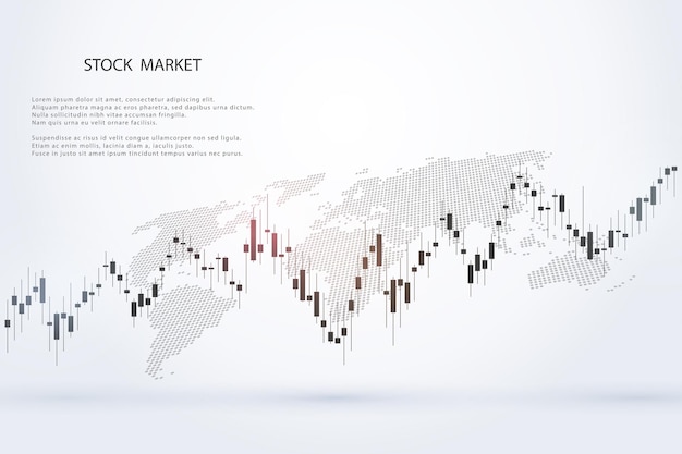 Gráfico del mercado de valores o gráfico de comercio de divisas para informes de conceptos comerciales y financieros e inversiones sobre fondo gris