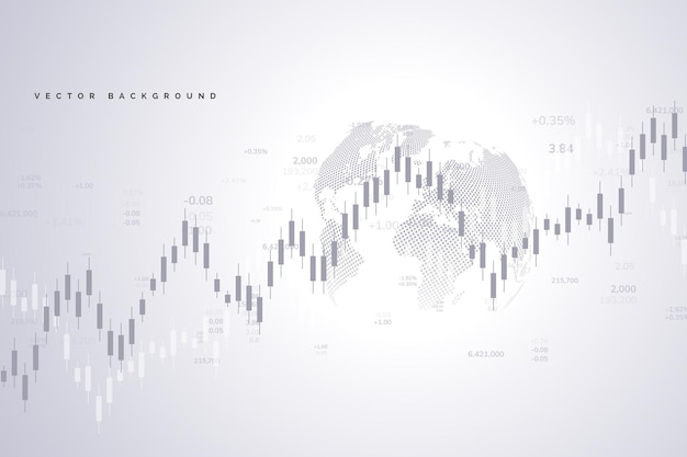 Vector gráfico del mercado de valores o gráfico de comercio de divisas para informes e inversiones de conceptos comerciales y financieros