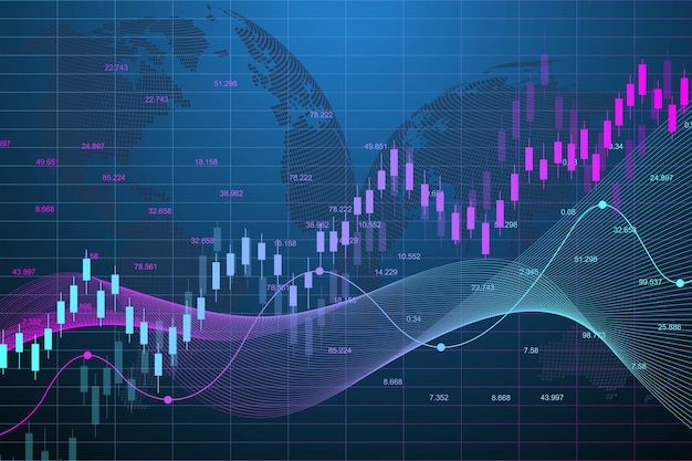 Gráfico del mercado de valores o gráfico de comercio de divisas.