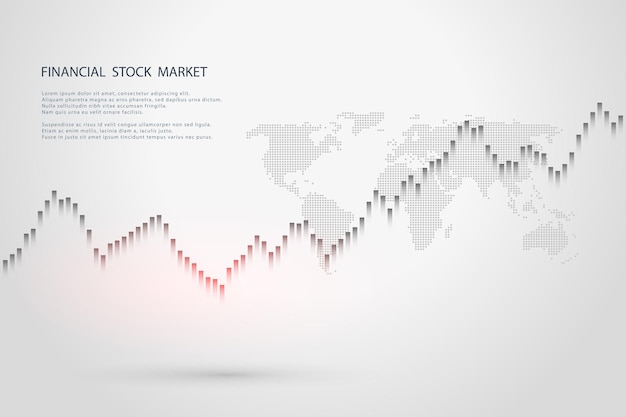 Gráfico del mercado de valores o gráfico de compraventa de divisas para conceptos comerciales y financieros, informes e inversiones sobre fondo gris. Velas japonesas. ilustración vectorial