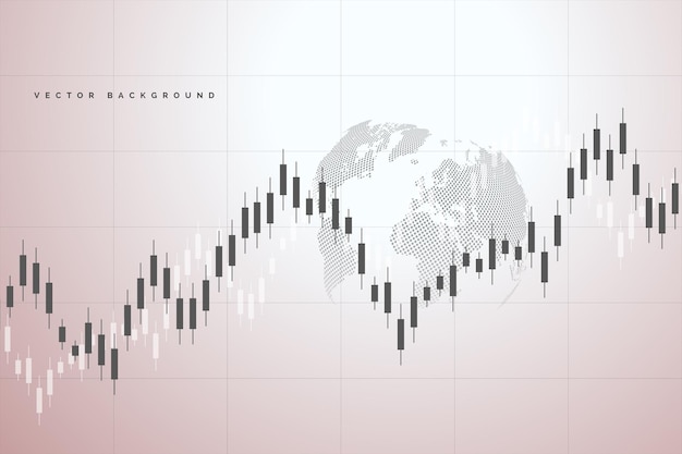 Gráfico del mercado de valores o gráfico de negociación de divisas para conceptos comerciales y financieros informes e inversiones Ilustración vectorial