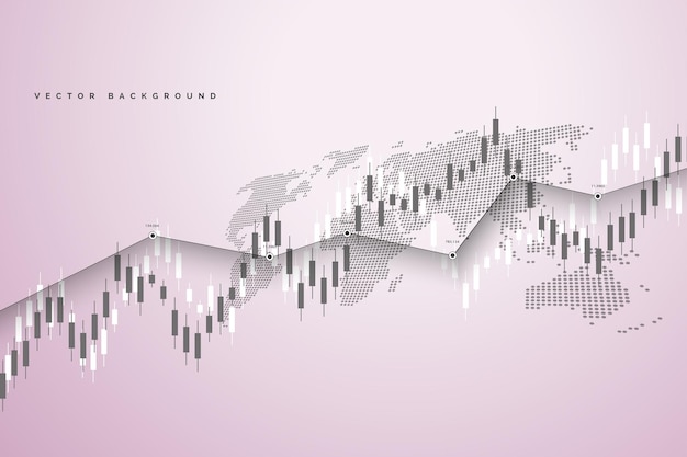 Gráfico del mercado de valores o gráfico de negociación de divisas para conceptos comerciales y financieros informes e inversiones Ilustración vectorial