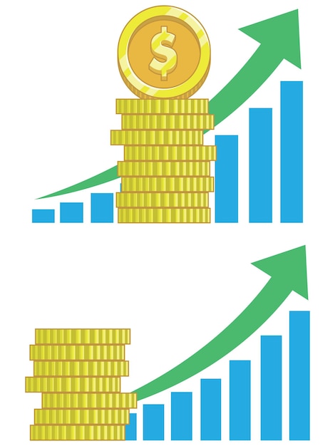 Gráfico de monedas para el aumento del valor del intercambio