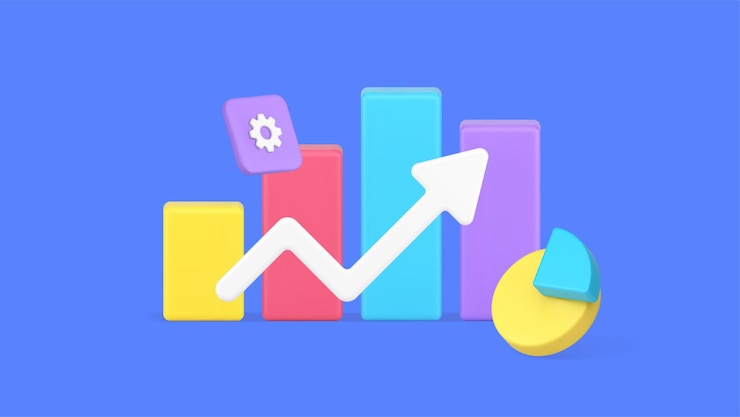 Vector gráfico de negocio aumento diagrama de barras flecha hacia arriba análisis de datos de gestión de éxito 3d icono vectorial