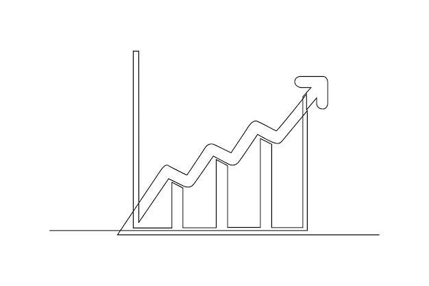 Vector gráfico de negocios de alto éxito de dibujo continuo en línea concepto de gráficos de negocios