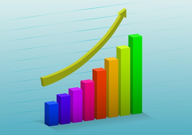 Gráfico de negocios colorido y gráfico en estilo 3d