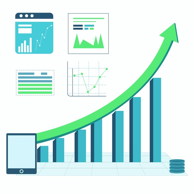 gráfico de negocios con flecha verde