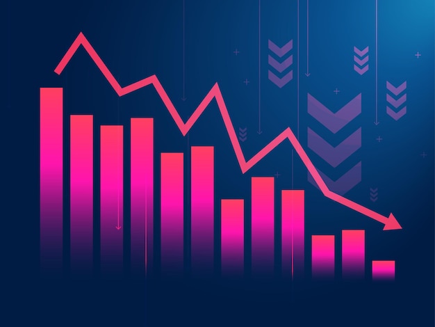 Gráfico de negocios del fondo de la caída del mercado de valores Diseño vectorial