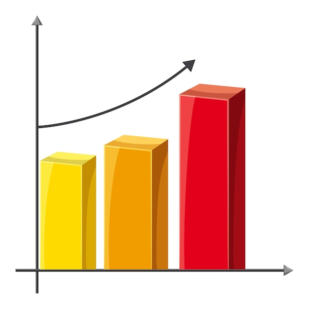 Gráfico de negocios del icono de crecimiento Ilustración de dibujos animados de gráfico de negocios del icono de vector de crecimiento para web