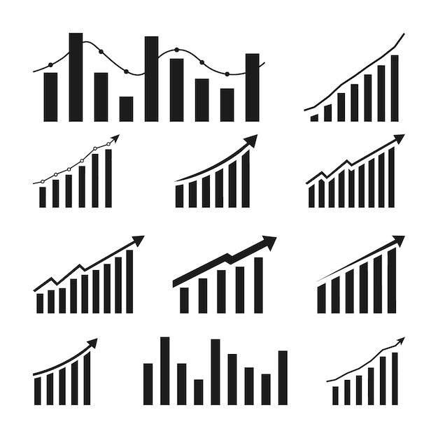 Gráfico de negocios que muestra el crecimiento Silueta Concepto de análisis de datos económicos Gráficos financieros SVG