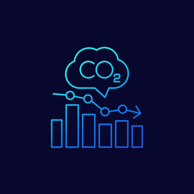 Gráfico de niveles de emisiones de carbono co2 icono lineal