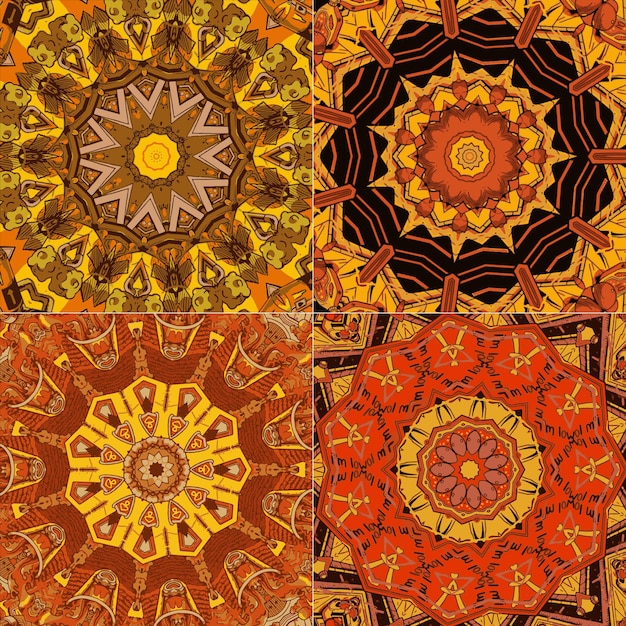 Gráfico de papel tapiz de mandala vectorial tribal abstracto de triángulos curvos