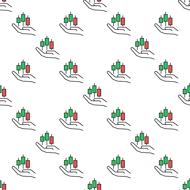 Gráfico de patrón de vela en el patrón sin costuras de color vectorial de la mano