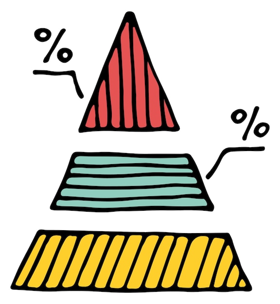 Vector gráfico piramidal garabato icono de color de distribución de datos