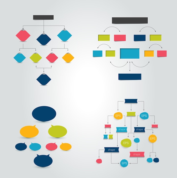 Vector gráfico plano con efecto de sombras elementos infográficos editables en color simple