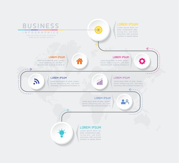 Gráfico de plantilla de diseño de infografías con 7 opciones o pasos