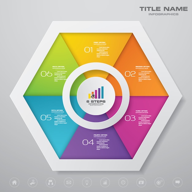 Gráfico de plantilla de elementos infográficos de 6 pasos