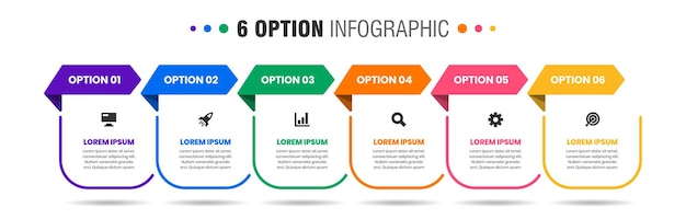 Gráfico de plantillas de diseño de elementos infográficos con iconos y opciones