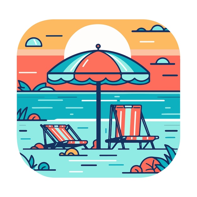 gráfico de playa de verano de ilustración plana