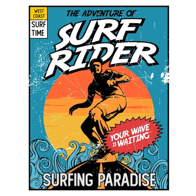 Gráfico de portada de surf rider comic