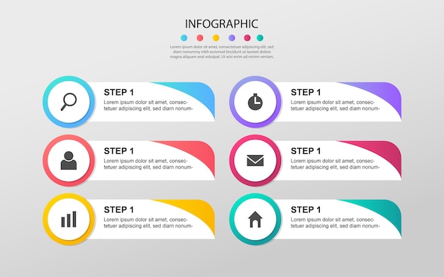 Vector gráfico de proceso de visualización de datos empresariales modernos elementos abstractos del diagrama de gráfico infográfico