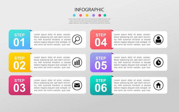 Gráfico de proceso de visualización de datos empresariales modernos Elementos abstractos del diagrama de gráfico infográfico