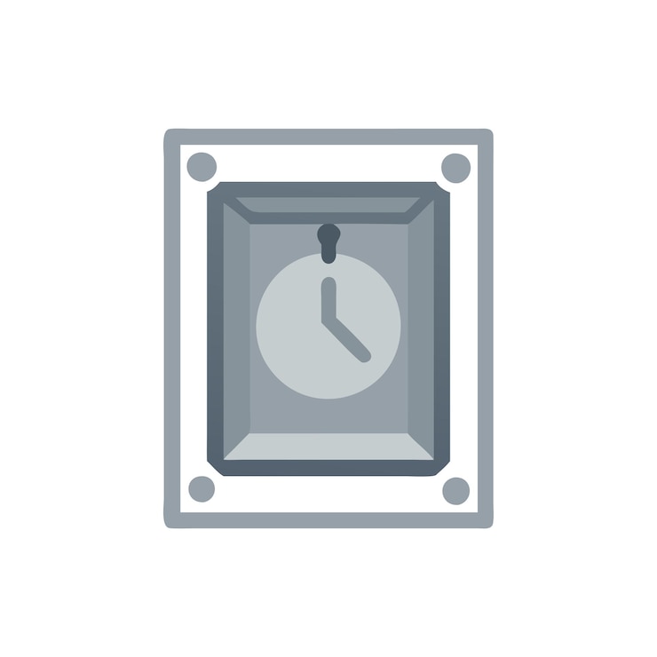 Vector gráfico de reloj con marco de plata elegante