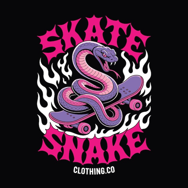 Gráfico de ropa de calle de patineta de serpiente