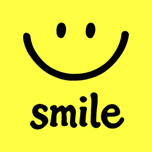 Gráfico de rostro sonriente alegre con arte vectorial de texto sonriente