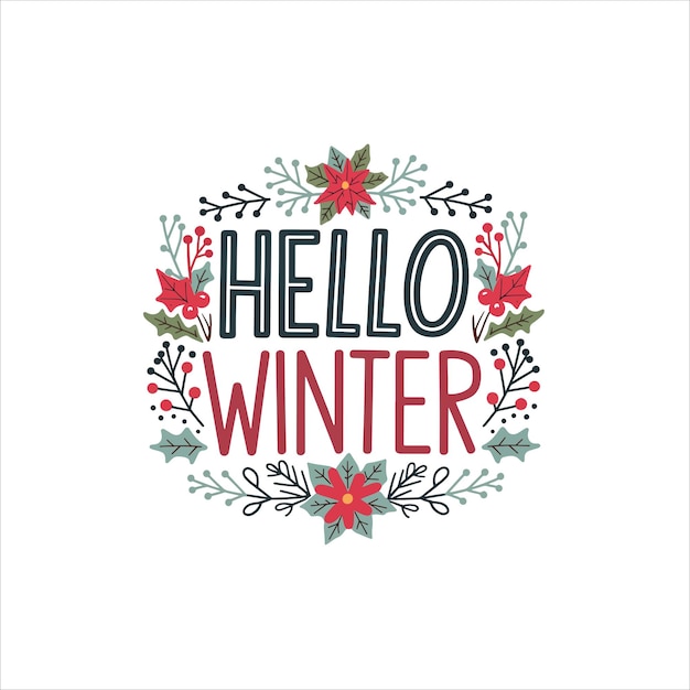 Gráfico de saludo de invierno elegante para diseños estacionales Hola guión de invierno con estilo