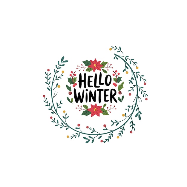 Gráfico de saludo de invierno elegante para diseños estacionales Hola guión de invierno con estilo