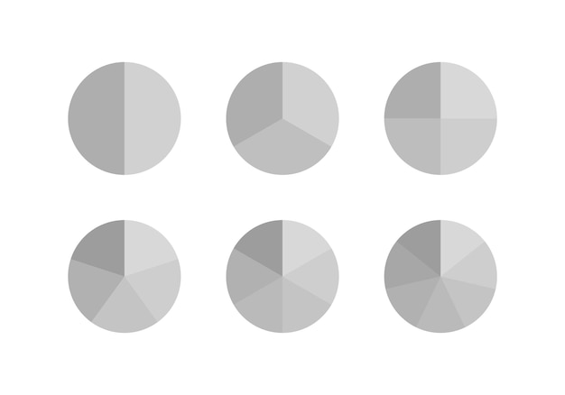 Gráfico de sección redonda de colores grises Gráfico circular Estructura circular dividida en piezas Plantilla de diagrama circular