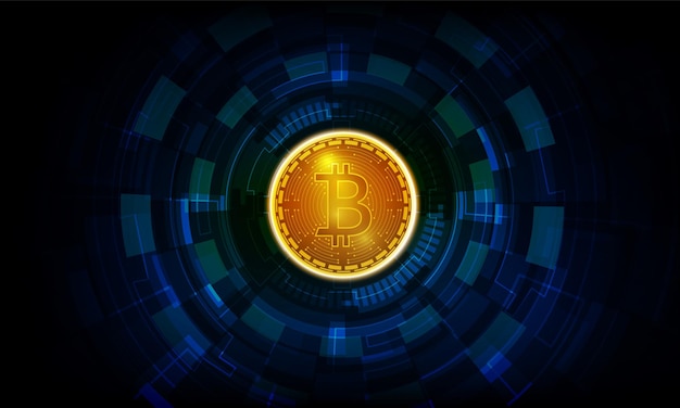 Gráfico técnico abstracto de Bitcoin en fondo de tecnología futurista Light out Diseño de vector de fondo de innovación de concepto de comunicación de alta tecnología