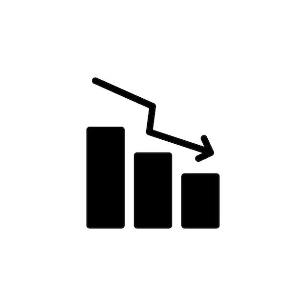 Gráfico de tendencia bajista icono de stock icono sólido con concepto de finanzas