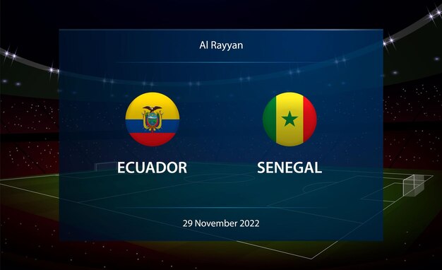Gráfico de transmisión del marcador de fútbol Ecuador vs Senegal