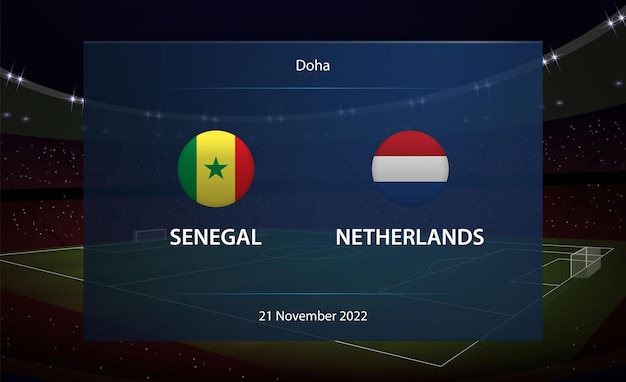Gráfico de transmisión del marcador de fútbol Senegal vs Holanda