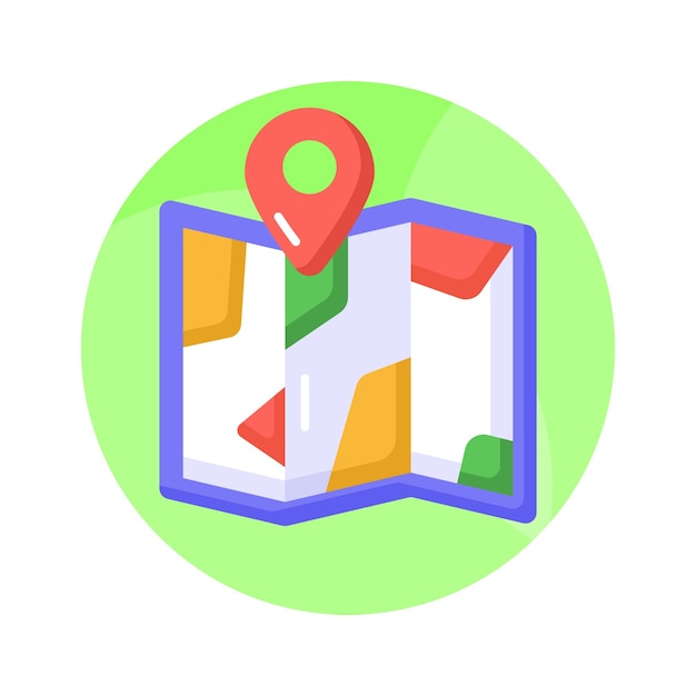 Gráfico trifold con puntero de ubicación icono de moda de la ubicación del mapa